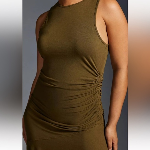 Daily Practice asymmetric tank top dress with ruched waist, color moss, sz S,NWT - Picture 7 of 14